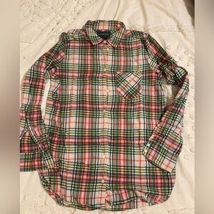 J.Crew Classic Womens Multicolor Plaid Button Down Blouse